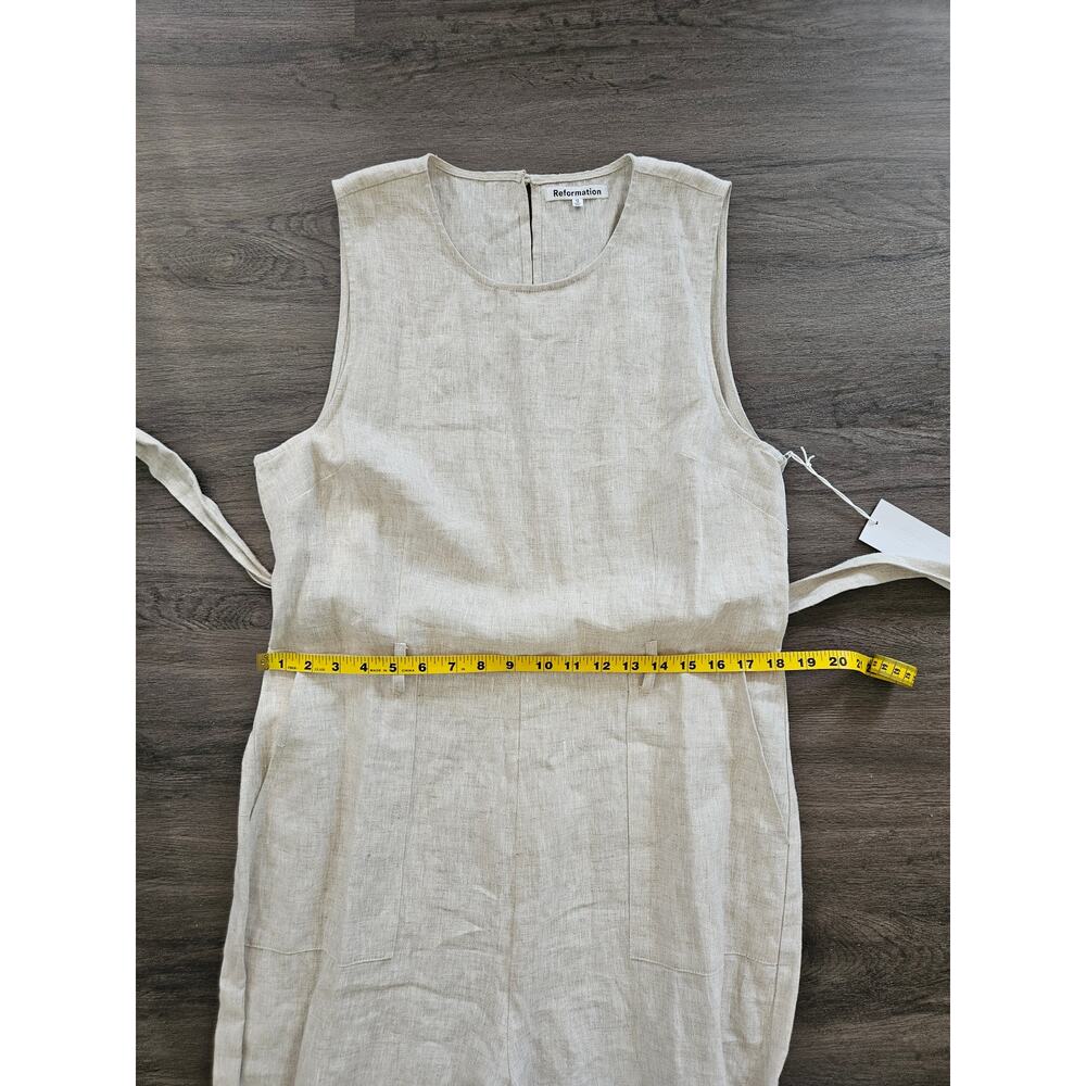 Reformation Women's Naomi Linen Jumpsuit Beige Natural NWT Size 12 - Picture 15 of 16